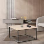 Τραπεζάκι τετράγωνο μελαμίνη/μέταλλο ν582