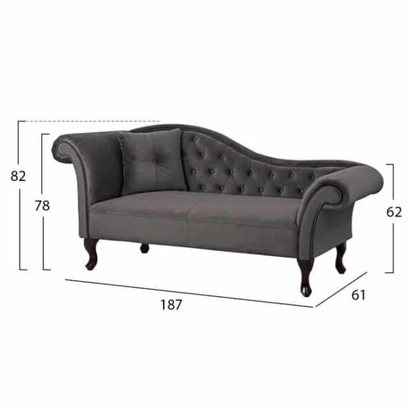 ΑΝΑΚΛΙΝΔΡΟ T.CHESTERFIELD ΓΚΡΙ ΒΕΛΟΥΔΟ NIOVI HM3007.10 ΑΡ.ΜΠΡΑΤΣO 189x61x84Yεκ. - Image 2