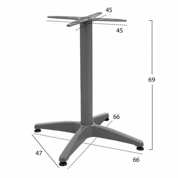 ΒΑΣΗ ΑΛΟΥΜΙΝΙΟΥ 4ΝΥΧΗ 66Χ66X69Υεκ. ΜΕ ΣΤΑΥΡΟ 45x45εκ. HM448.04 ΓΚΡΙ - Image 2