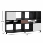 ΒΙΒΛΙΟΘΗΚΗ - ΡΑΦΙΕΡΑ RYLAN ΓΡΑΦΕΙΟΥ ΕΠΑΓΓΕΛΜΑΤΙΚΗ ΚΑΡΥΔΙ ΚΑΙ ΓΚΡΙ 220Χ40Χ120 εκ HM2099 - Image 2