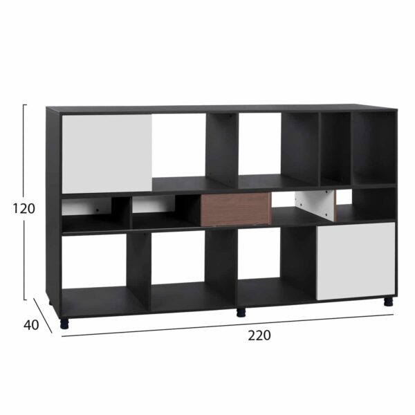 ΒΙΒΛΙΟΘΗΚΗ - ΡΑΦΙΕΡΑ RYLAN ΓΡΑΦΕΙΟΥ ΕΠΑΓΓΕΛΜΑΤΙΚΗ ΚΑΡΥΔΙ ΚΑΙ ΓΚΡΙ 220Χ40Χ120 εκ HM2099 - Image 2