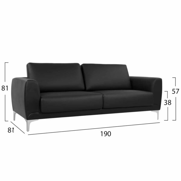 ΚΑΝΑΠΕΣ 3ΘΕΣΙΟΣ KENZIE HM3121.31 ΜΕ ΜΑΥΡΟ PU 190x81x81 εκ. - Image 2