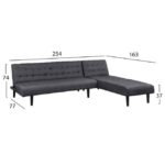 ΚΑΝΑΠΕΣ ΚΡΕΒΑΤΙ ΓΩΝΙΑ ΑΝΑΣΤΡΕΨΙΜΗ ZELDA HM3154.01 ΜΕ ΓΚΡΙ ΥΦΑΣΜΑ 254X163X74Y εκ. - Image 2