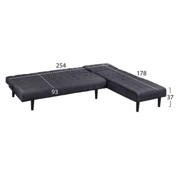 ΚΑΝΑΠΕΣ ΚΡΕΒΑΤΙ ΓΩΝΙΑ ΑΝΑΣΤΡΕΨΙΜΗ ZELDA HM3154.01 ΜΕ ΓΚΡΙ ΥΦΑΣΜΑ 254X163X74Y εκ. - Image 3