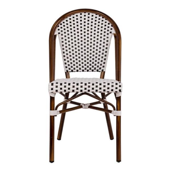 ΚΑΡΕΚΛΑ BISTRO ΑΛΟΥΜΙΝΙΟΥ BAMBOO LOOK ΜΕ ΛΕΥΚΟ-ΜΑΥΡΟ RATTAN HM5566.01 45x54x90Υεκ. - Image 3
