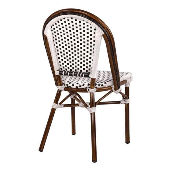 ΚΑΡΕΚΛΑ BISTRO ΑΛΟΥΜΙΝΙΟΥ BAMBOO LOOK ΜΕ ΛΕΥΚΟ-ΜΑΥΡΟ RATTAN HM5566.01 45x54x90Υεκ. - Image 5
