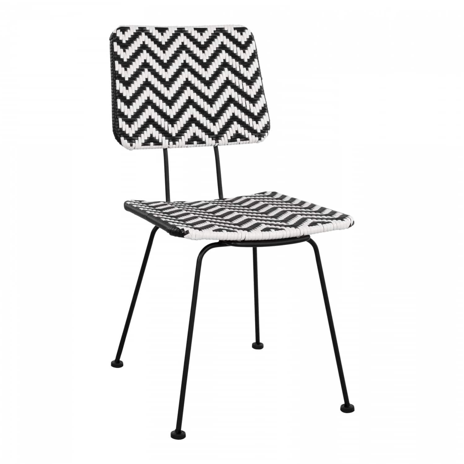 HM5693 ΚΑΡΕΚΛΑ ΜΕΤΑΛΛΙΚΗ ALLEGRA HM5693 ΜΕ WICKER ΜΑΥΡΟ-ΛΕΥΚΟ 46x56x88Υ εκ. - Image 1