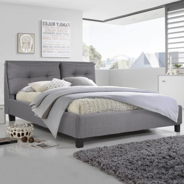 ΚΡΕΒΑΤΙ BILLIE 160x200 εκ. ΜΕ ΥΦΑΣΜΑ ΓΚΡΙ HM551.05 - Image 2