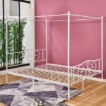 ΚΡΕΒΑΤΙ ΜΕΤΑΛΛΙΚΟ LALITA ΜΕ ΟΥΡΑΝΟ ΓΙΑ ΣΤΡΩΜΑ 160x200 εκ., ΛΕΥΚΟ, HM573.02 - Image 2