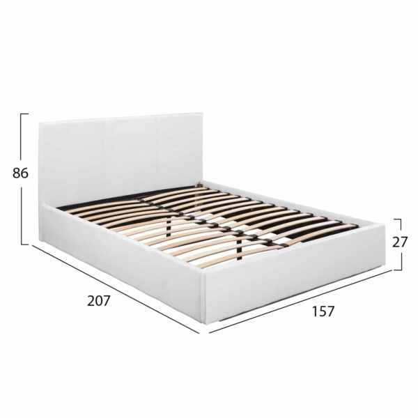 ΚΡΕΒΑΤΙ BOBBI PU ΛΕΥΚΟ ΜΕ ΑΠΟΘΗΚΕΥΤΙΚΟ ΧΩΡΟ 150x200 εκ. HM554.01 - Image 2