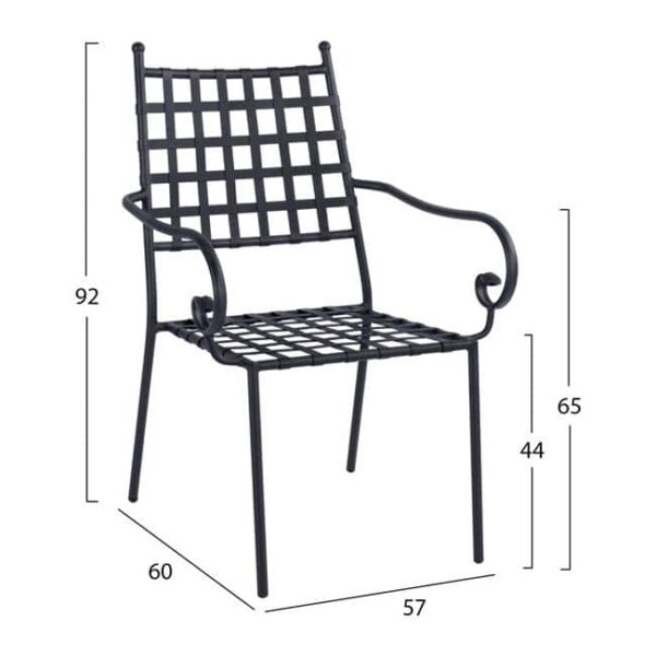 ΜΕΤΑΛΛΙΚΗ ΠΟΛΥΘΡΟΝΑ KENNEDY HM5171.11 ΣΕ ΜΑΥΡΗ ΑΠΟΧΡΩΣΗ 57x60x92 cm - Image 2