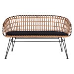 ΠΑΓΚΑΚΙ ΜΕΤΑΛΛΙΚΟ ALLEGRA HM5692 ΜΕ WICKER ΜΑΥΡΟ-ΜΠΕΖ 124x57x77Υ εκ. - Image 3