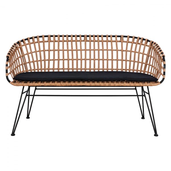 ΠΑΓΚΑΚΙ ΜΕΤΑΛΛΙΚΟ ALLEGRA HM5692 ΜΕ WICKER ΜΑΥΡΟ-ΜΠΕΖ 124x57x77Υ εκ. - Image 3