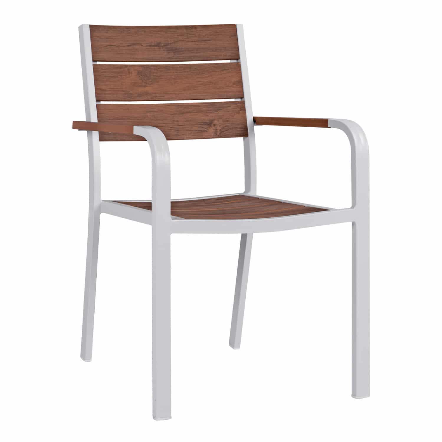 HM5127.01 ΠΟΛΥΘΡΟΝΑ ΑΛΟΥΜΙΝΙΟΥ SAGA ΛΕΥΚΗ ΜΕ POLYWOOD HM5127.01 55x56x85Υ εκ. - Image 1