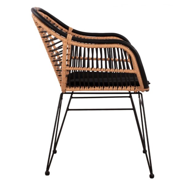ΠΟΛΥΘΡΟΝΑ ΜΕ ΜΑΞΙΛΑΡΙ ΜΕΤΑΛΛΙΚΗ ALLEGRA HM5663 ΜΕ WICKER ΜΠΕΖ & ΜΑΥΡΟ ΧΡΩΜΑ  58x60x82Υ εκ. - Image 4
