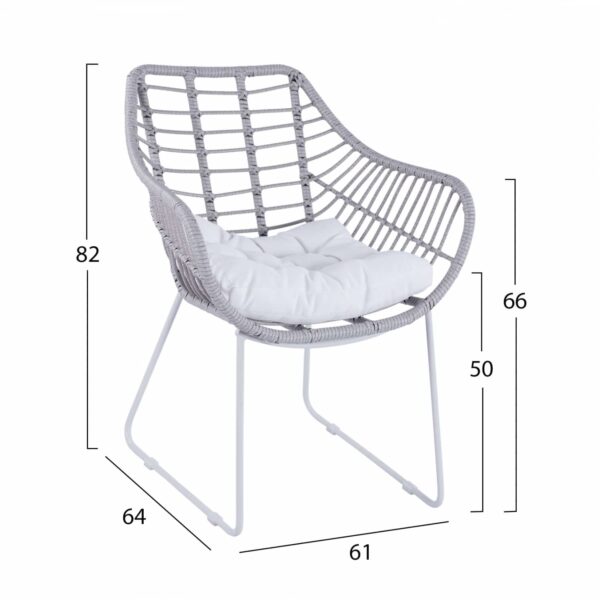 ΠΟΛΥΘΡΟΝΑ ΜΕΤΑΛΛΙΚΗ RADLEY ΑΣΠΡΟ ΜΑΤ & ΓΚΡΙ WICKER HM5300.02 - Image 2