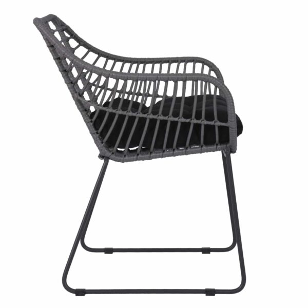 ΠΟΛΥΘΡΟΝΑ ΜΕΤΑΛΛΙΚΗ ΜΕ ΜΑΣΙΦ ΣΚΕΛΕΤΟ ΜΑΥΡΟ ΜΑΤ ΜΕ WICKER ΓΚΡΙ MOKA 60x56x84Υ εκ.HM5300.10 - Image 4