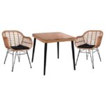 ΣΕΤ 3ΤΜΧ ALLEGRA WICKER ΜΕ ΤΡΑΠΕΖΙ 80X80Χ78Υ ΜΠΕΖ & ΜΑΥΡΟ ΧΡΩΜΑ HM10483