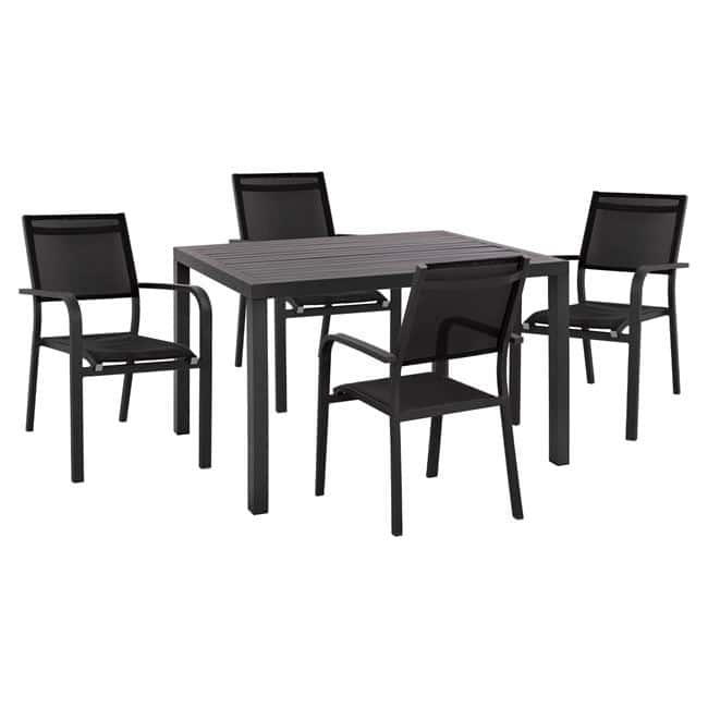 HM5570.02+HM5083.02 ΣΕΤ 5 ΤΜΧ ΑΛΟΥΜΙΝΙΟΥ ΜΕ ΤΡΑΠΕΖΙ 120Χ80Χ75,5Υ ΑΝΘΡΑΚΙ HM10515 - Image 1