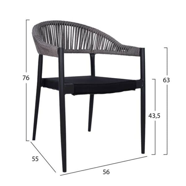 ΣΕΤ 5 ΤΜΧ ΑΛΟΥΜΙΝΙΟΥ ΜΕ ΤΡΑΠΕΖΙ 140Χ80Χ75,5Υ ΑΝΘΡΑΚΙ HM10519 - Image 3