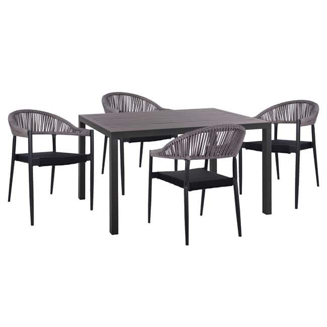 HM5571.02+HM5299.02 ΣΕΤ 5 ΤΜΧ ΑΛΟΥΜΙΝΙΟΥ ΜΕ ΤΡΑΠΕΖΙ 140Χ80Χ75,5Υ ΑΝΘΡΑΚΙ HM10519 - Image 1