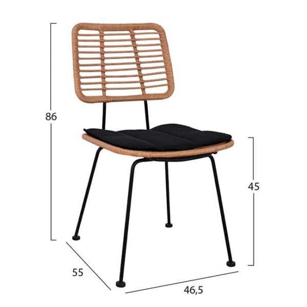 ΣΕΤ 5ΤΜΧ ALLEGRA WICKER ΜΕ ΤΡΑΠΕΖΙ 140X80Χ78Υ ΜΠΕΖ & ΜΑΥΡΟ ΧΡΩΜΑ HM10492 - Image 3