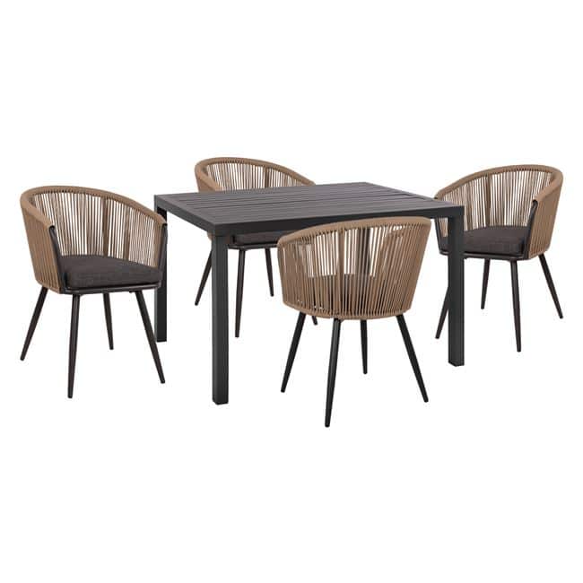 HM5570.02+HM5548.02 ΣΕΤ 5ΤΜΧ ΜΕ ΤΡΑΠΕΖΙ 120Χ80Χ75,5Υ & ΠΟΛΥΘΡΟΝΕΣ ΑΛΟΥΜΙΝΙΟΥ ΑΝΘΡΑΚΙ ΑΠΟΧΡΩΣΗ HM10520 - Image 1