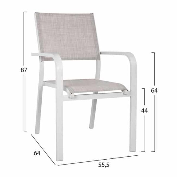 ΣΕΤ 5ΤΜΧ ΜΕ ΤΡΑΠΕΖΙ 140Χ80Χ75,5Υ & ΠΟΛΥΘΡΟΝΕΣ ΑΛΟΥΜΙΝΙΟΥ ΣΕ ΛΕΥΚΟ ΧΡΩΜΑ HM10529.01 - Image 3