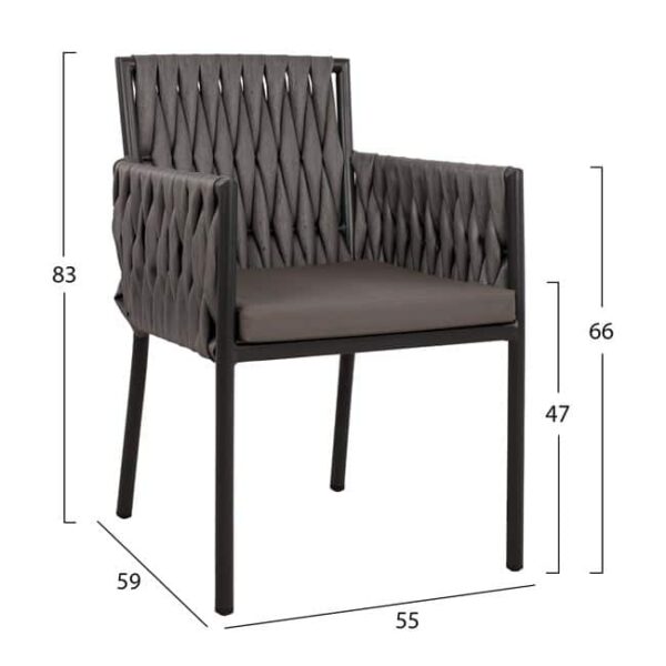 ΣΕΤ 5ΤΜΧ ΜΕ ΤΡΑΠΕΖΙ 140Χ80Χ75,5Υ & ΠΟΛΥΘΡΟΝΕΣ ΑΛΟΥΜΙΝΙΟΥ ΣΕ ΑΝΘΡΑΚΙ ΑΠΟΧΡΩΣΗ HM10532 - Image 3