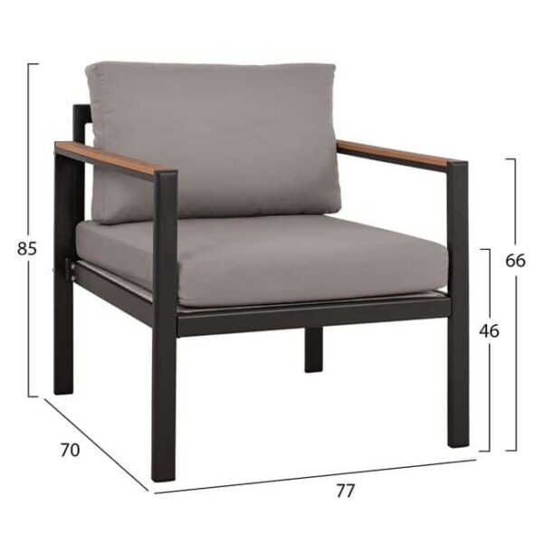 ΣΕΤ ΣΑΛΟΝΙ ΑΛΟΥΜΙΝΙΟΥ ΜΕ POLYWOOD ΕΞΩΤΕΡΙΚΟΥ ΧΩΡΟΥ 4ΤΜΧ LIFE ΑΝΘΡΑΚΙ HM5089.12 - Image 3