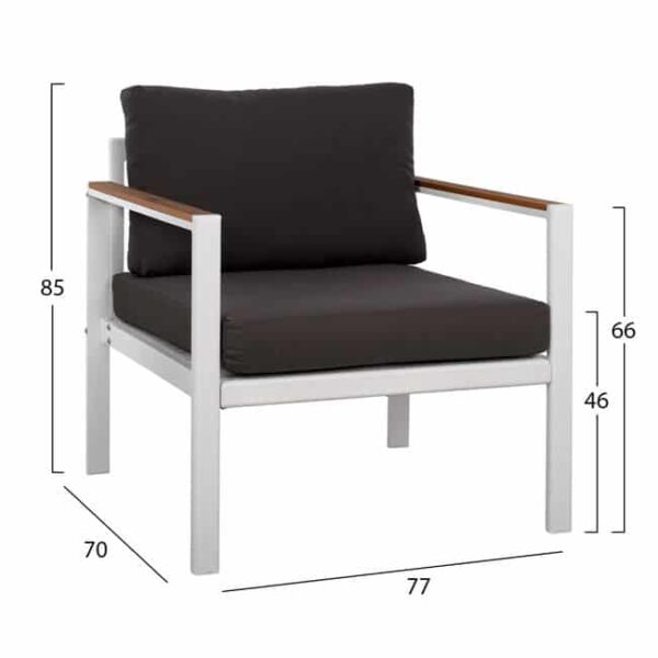 ΣΕΤ ΣΑΛΟΝΙ ΑΛΟΥΜΙΝΙΟΥ ΜΕ POLYWOOD ΕΞΩΤΕΡΙΚΟΥ ΧΩΡΟΥ 4ΤΜΧ LIFE ΛΕΥΚΟ-ΓΚΡΙ HM5089.11 - Image 3