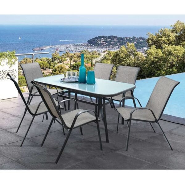 ΣΕΤ ΤΡΑΠΕΖΑΡΙΑ ΓΚΡΙ  ΜΕΤΑΛΛΙΚΗ 7ΤΜΧ ΜΕ 6ΚΑΡΕΚΛΕΣ ΚΑΙ ΤΡΑΠΕΖΙ 160Χ90 HM5206.01 - Image 2