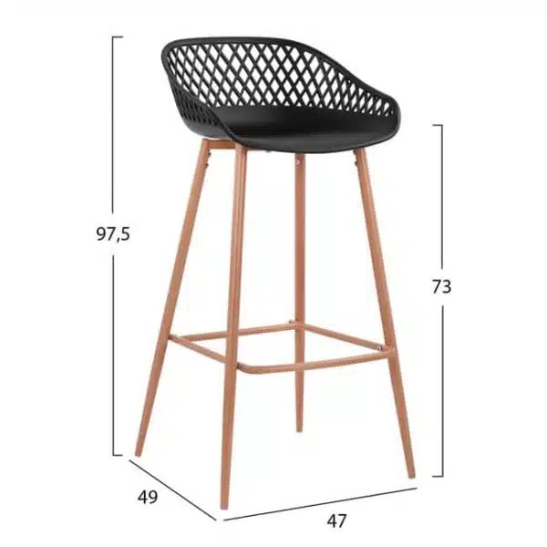 ΣΚΑΜΠΟ ΠΟΛΥΠΡΟΠΥΛΕΝΙΟΥ ΜΑΥΡΟ ΜΕ ΜΕΤΑΛΛΙΚΑ ΠΟΔΙΑ AVAYA HM8686.02 47x49x97,5Υ εκ. - Image 2