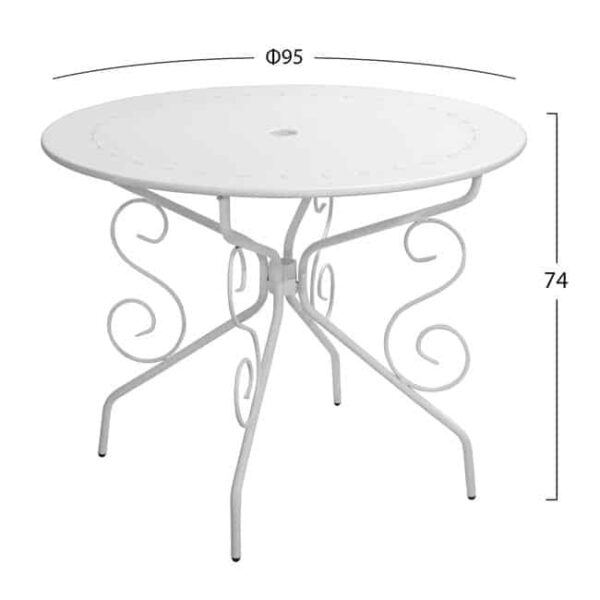 ΤΡΑΠΕΖΙ ΜΕΤΑΛΛΙΚΟ AMORE Φ95 ΑΣΠΡΟ HM5009.02 - Image 2