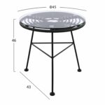 ΤΡΑΠΕΖΙ ΜΕΤΑΛΛΙΚΟ ALLEGRA ΜΕ WICKER ΣΕ ΜΑΥΡΗ ΑΠΟΧΡΩΣΗ ΚΑΙ ΓΥΑΛΙ HM5459.02  Φ45x46εκ - Image 2