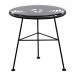 ΤΡΑΠΕΖΙ ΜΕΤΑΛΛΙΚΟ ALLEGRA ΜΕ WICKER ΣΕ ΜΑΥΡΗ ΑΠΟΧΡΩΣΗ ΚΑΙ ΓΥΑΛΙ HM5459.02  Φ45x46εκ - Image 3