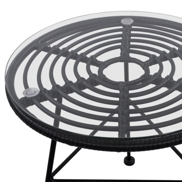 ΤΡΑΠΕΖΙ ΜΕΤΑΛΛΙΚΟ ALLEGRA ΜΕ WICKER ΣΕ ΜΑΥΡΗ ΑΠΟΧΡΩΣΗ ΚΑΙ ΓΥΑΛΙ HM5459.02  Φ45x46εκ - Image 4