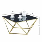 ΤΡΑΠΕΖΙ ΣΑΛΟΝΙΟΥ WILLOW HM8613.02 ΜΕ ΜΑΥΡΟ ΓΥΑΛΙ ΚΑΙ ΕΠΙΧΡΥΣΗ ΒΑΣΗ 80X80X45 EK. - Image 2
