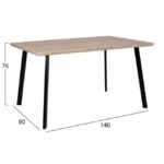 ΤΡΑΠΕΖΙ ΤΡΑΠΕΖΑΡΙΑΣ OFIRA 140X80 SONAMA ΜΕ ΜΑΥΡΑ ΠΟΔΙΑ HM8374 - Image 2