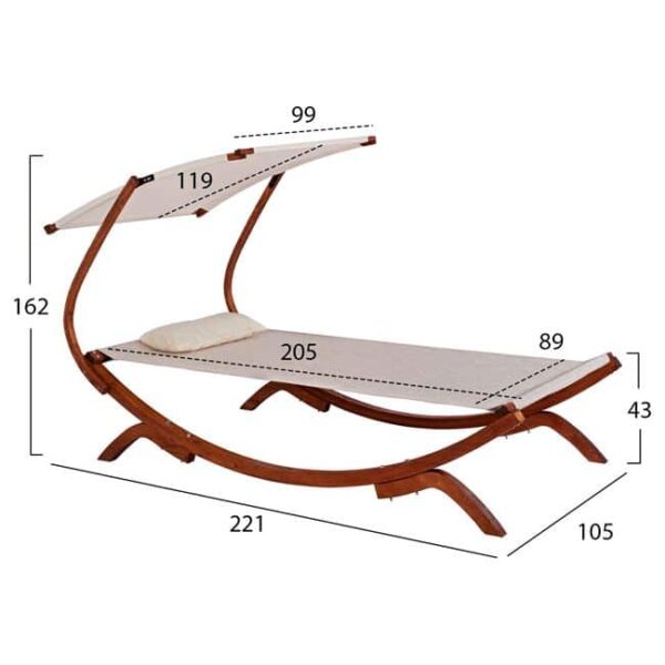 ΞΑΠΛΩΣΤΡΑ ΠΑΡΑΛΙΑΣ ΞΥΛΙΝΗ ΚΑΡΥΔΙ-ΜΠΕΖ ΜΕ ΣΚΙΑΣΤΡΟ COLBY HM5671.02 105X221X162Υ εκ. - Image 2