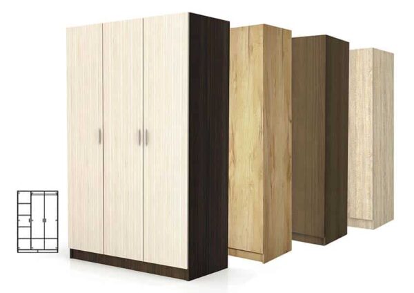 Ντουλάπα Τρίφυλλη 1211002 Καρυδί, 120x191x52, Genomax - Image 2