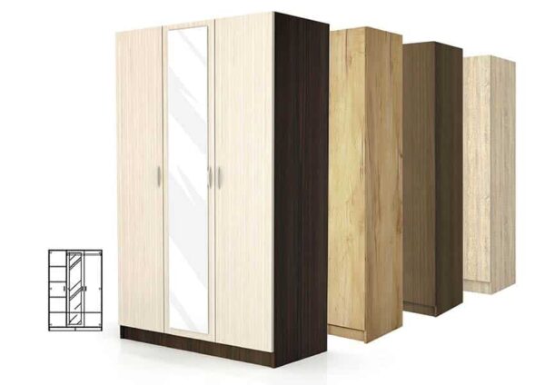 Ντουλάπα Τρίφυλλη με καθρέφτη, 1211003 Σόνομα Λευκό, 52x191x120, Genomax - Image 2