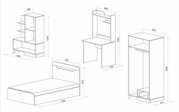 Παιδικό υπνοδωμάτιο 4 τμχ, 82/190, Panda, Genomax - Image 3