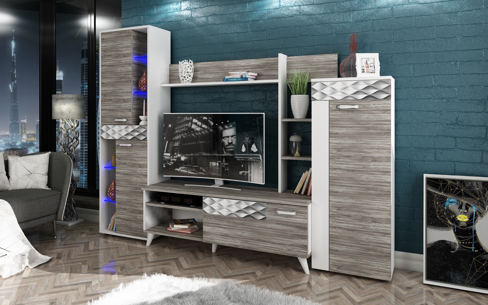 Σύνθετο Σαλονιού Capri Σύνθετο Σαλονιού Capri, 247x43x186, Genomax - Image 1