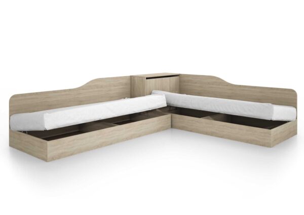 Κρεβάτι γωνιακό μπαούλο, Σόνομα, 1212001, Δώρο Μηχανισμός Ανύψωσης, 82/190, Genomax - Image 1