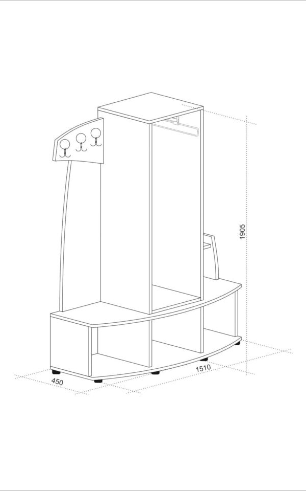 Έπιπλο Εισόδου Pegas, 151x45x190.5, Genomax - Image 3