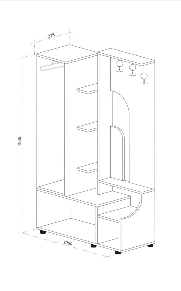 Έπιπλο Εισόδου, Soho, 120x37,5x193, Genomax - Image 3