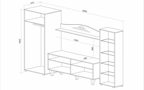 Σύνθετο Σαλονιού Isabela, 260x47x184,5, Genomax - Image 4