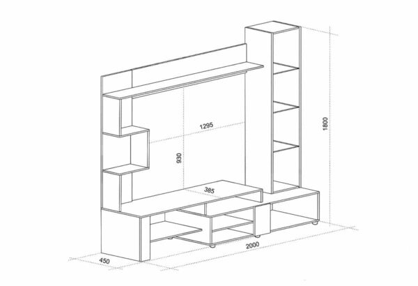 Σύνθετο Σαλονιού Ava-Smart Home, 200x45x180, Genomax - Image 2