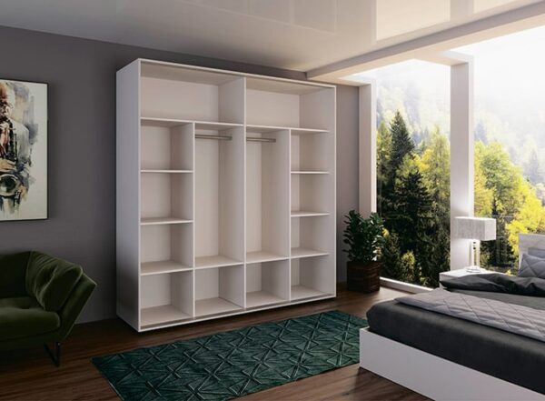 Ντουλάπα Συρόμενη με καθρέφτη, AVA 51, Σόνομα/Λευκό γυαλιστερό 200x210x59, Genomax - Image 2